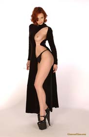 image of Justine Joli in classy erotic dress